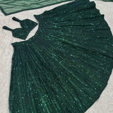 Dark Green Wedding Embroidered Lehenga