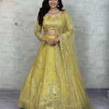 Premium Yellow Soft Net Lehenga