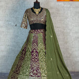 Olive Wedding Embroidered Lehenga