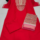 Rayon Slub Embroidered Straight Kurta