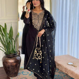 Black Designer Viscose Straight Kurta