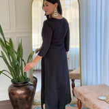 Black Designer Viscose Straight Kurta