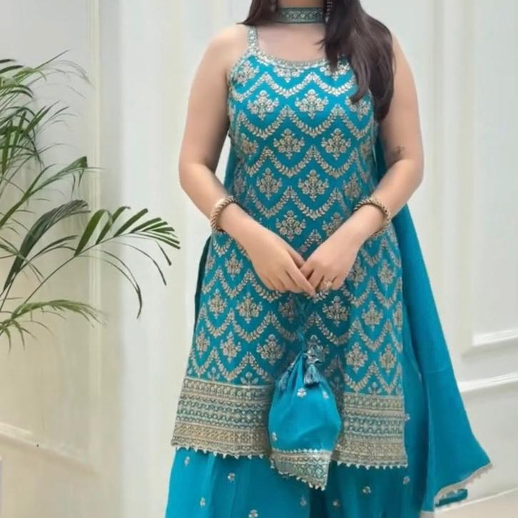 Lavish Embroidered Top Plazzo Set