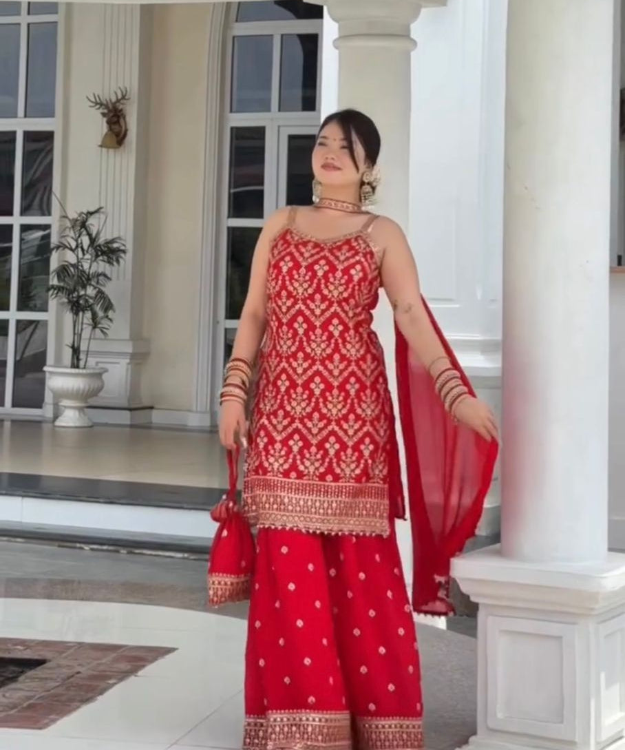 Lavish Embroidered Top Plazzo Set