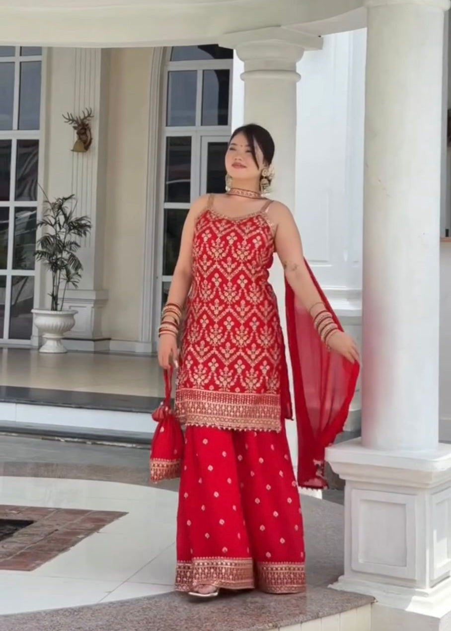 Lavish Embroidered Top Plazzo Set