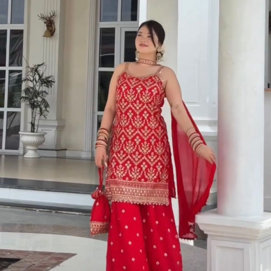 Lavish Embroidered Top Plazzo Set