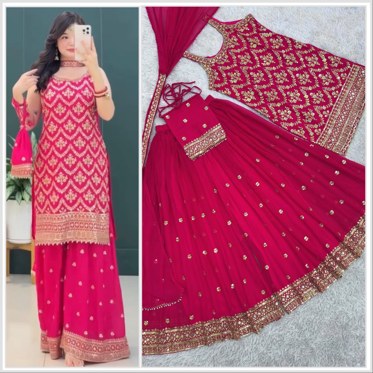 Lavish Embroidered Top Plazzo Set