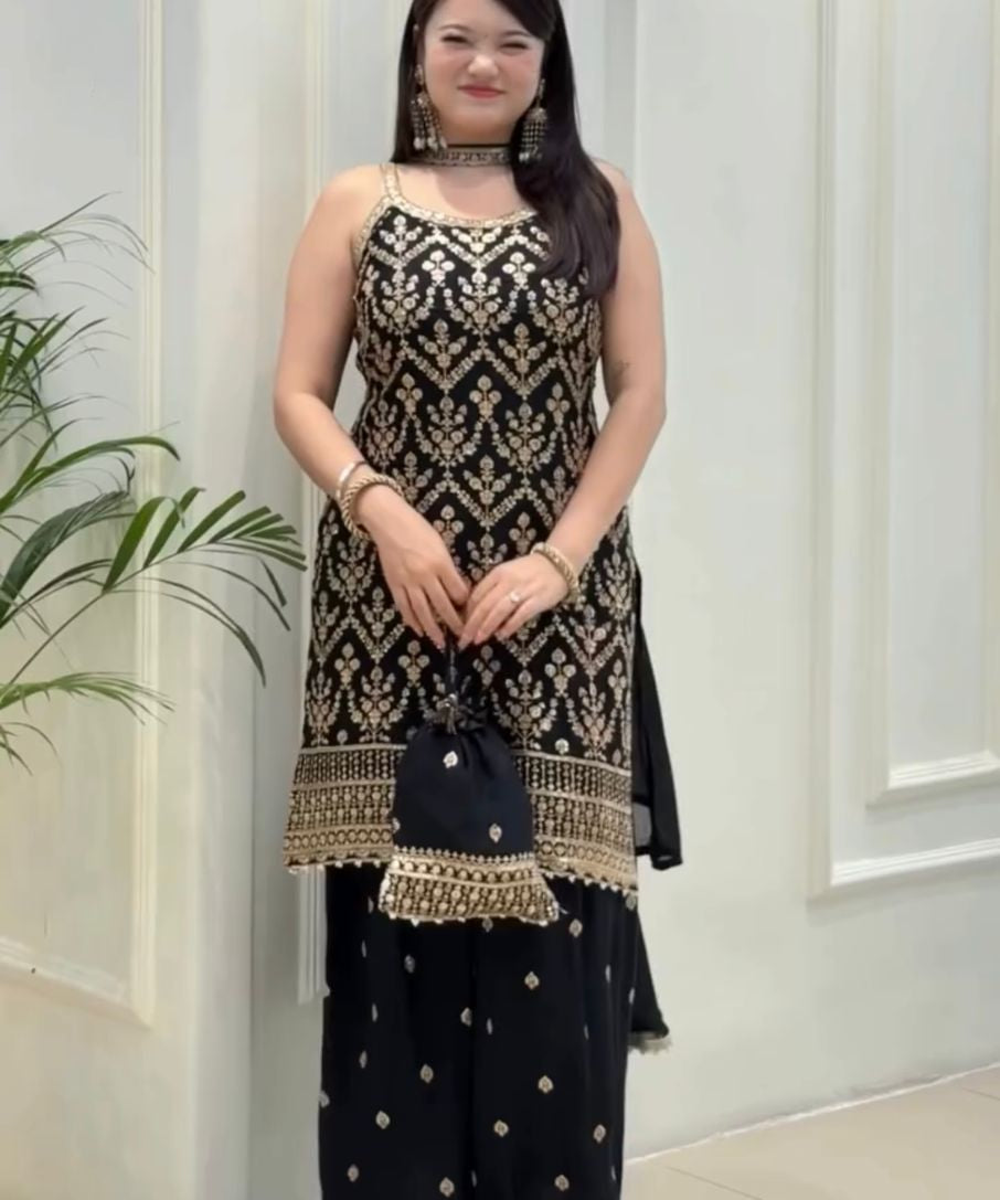 Lavish Embroidered Top Plazzo Set