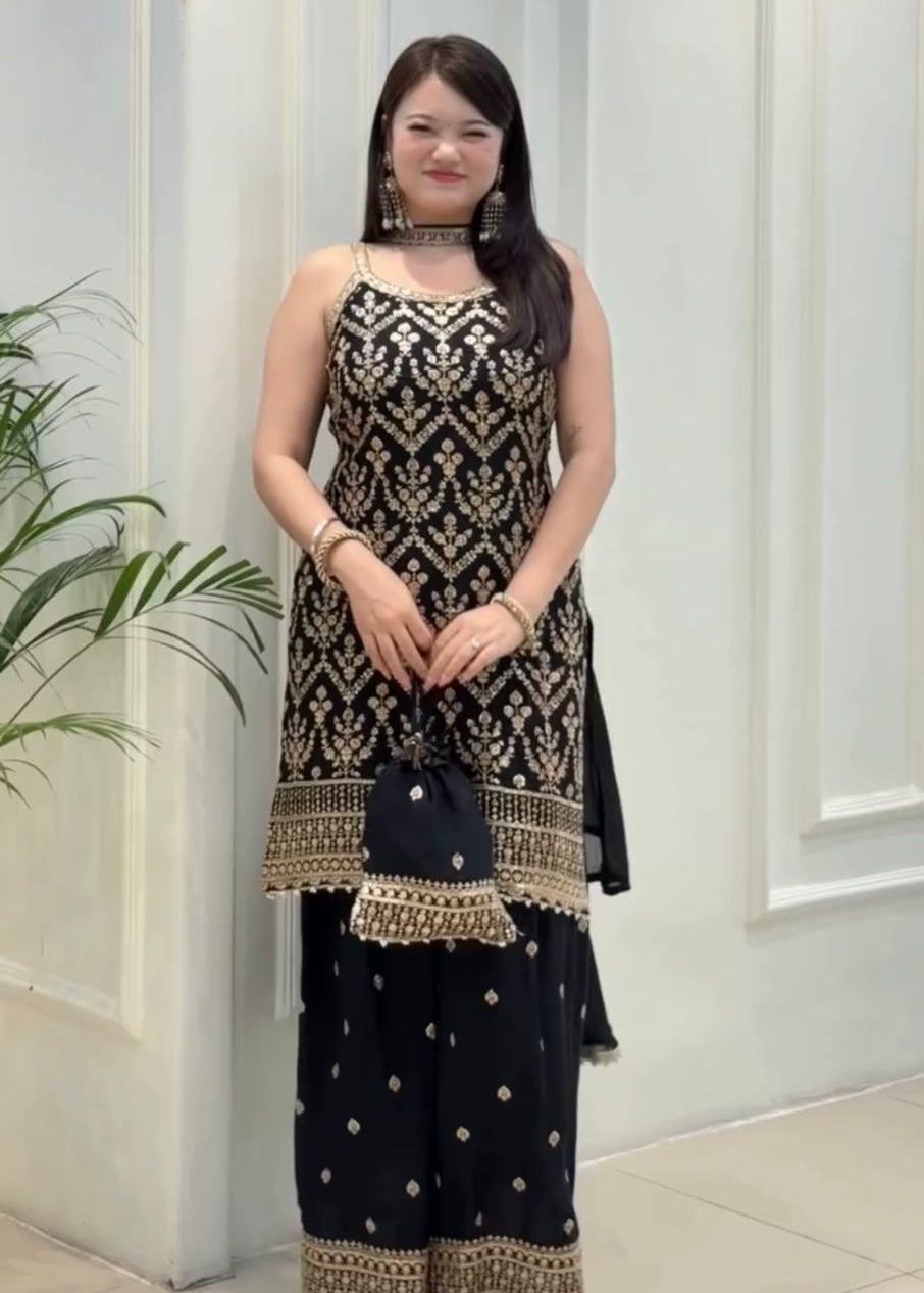 Lavish Embroidered Top Plazzo Set