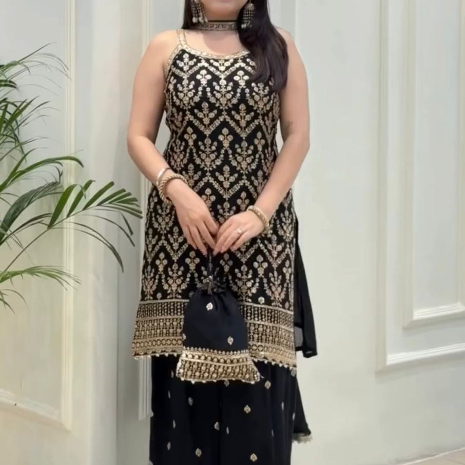 Lavish Embroidered Top Plazzo Set