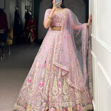 Pastel Premium Embordered Net Lehenga