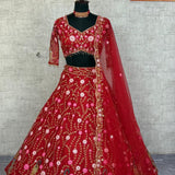 Reddish Bridal Embroidered Lehenga
