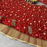 Reddish Bridal Embroidered Lehenga