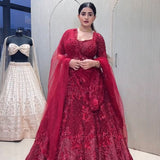Beautiful Dark Pink Embroidered Lehenga