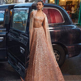 Peach Royal Embroidered Lehenga