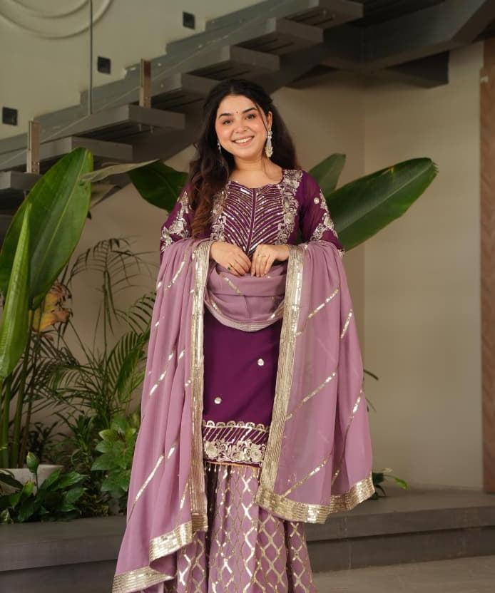 Designer Embroidered Top Plazzo