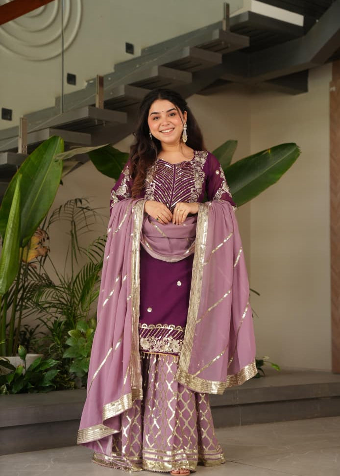 Designer Embroidered Top Plazzo
