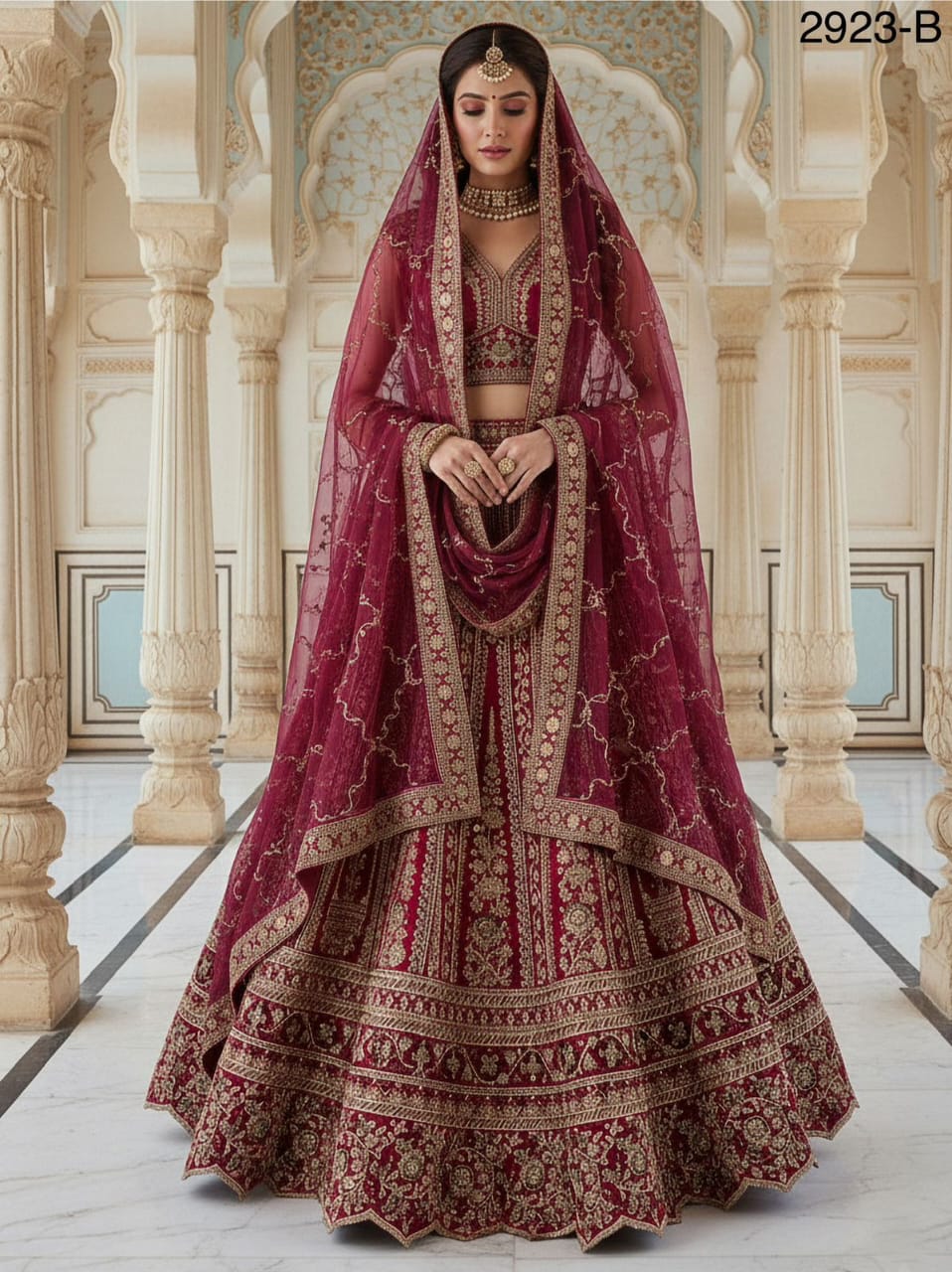 Luxurious Bridal Gadhwal Silk Lehenga