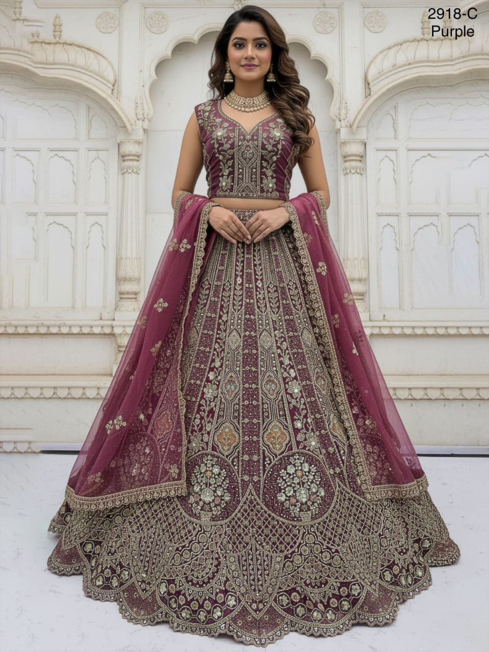 Fabulous Metallic Embroidered Bridal Lehenga
