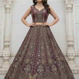 Fabulous Metallic Embroidered Bridal Lehenga