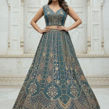 Fabulous Metallic Embroidered Bridal Lehenga