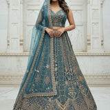 Fabulous Metallic Embroidered Bridal Lehenga