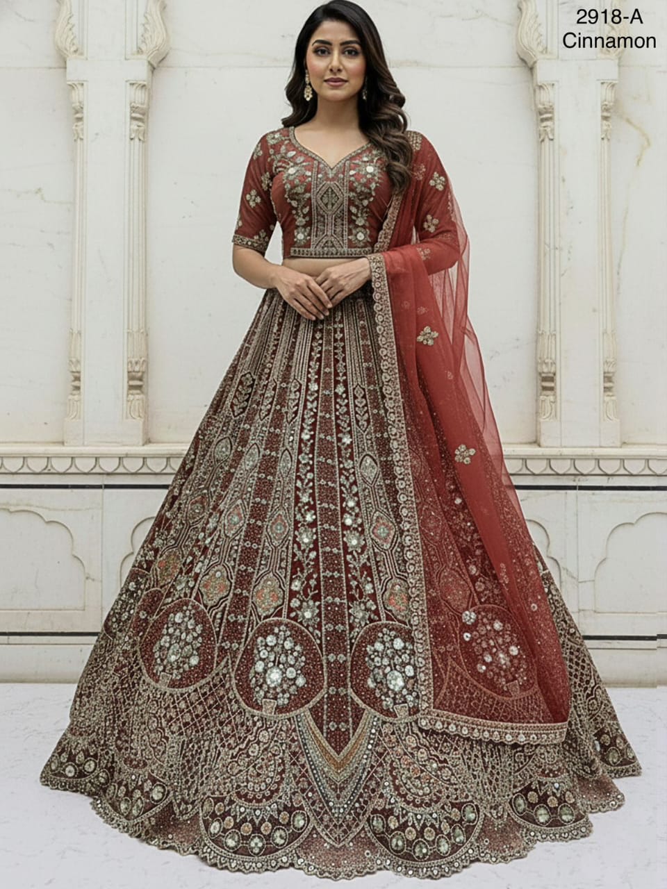 Fabulous Metallic Embroidered Bridal Lehenga