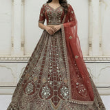 Fabulous Metallic Embroidered Bridal Lehenga