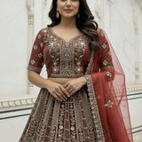 Fabulous Metallic Embroidered Bridal Lehenga