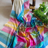 digital print linen  blooming saree