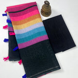 digital print linen  blooming saree