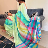 digital print linen  blooming saree