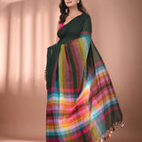 digital print linen  blooming saree