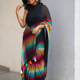 digital print linen  blooming saree