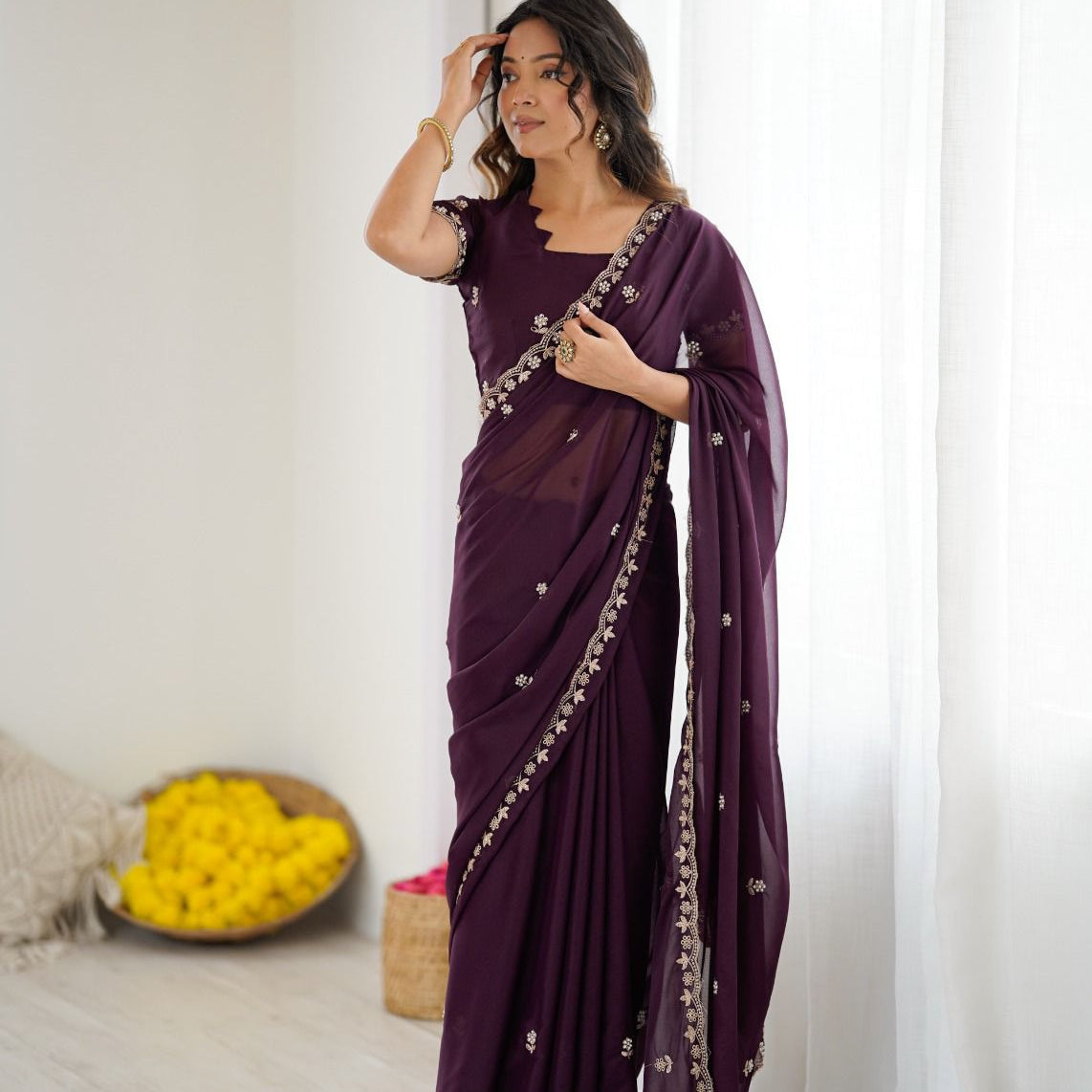 Festive Star Georgette Silk Saree