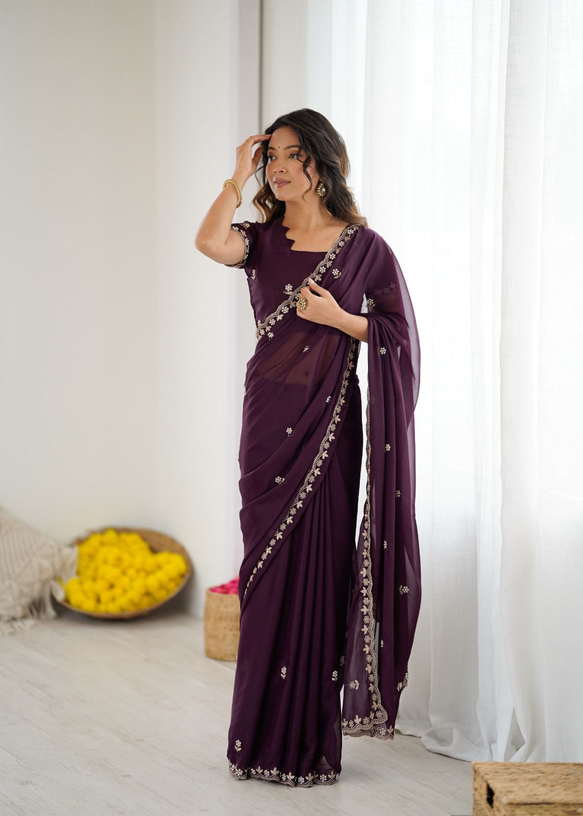 Festive Star Georgette Silk Saree