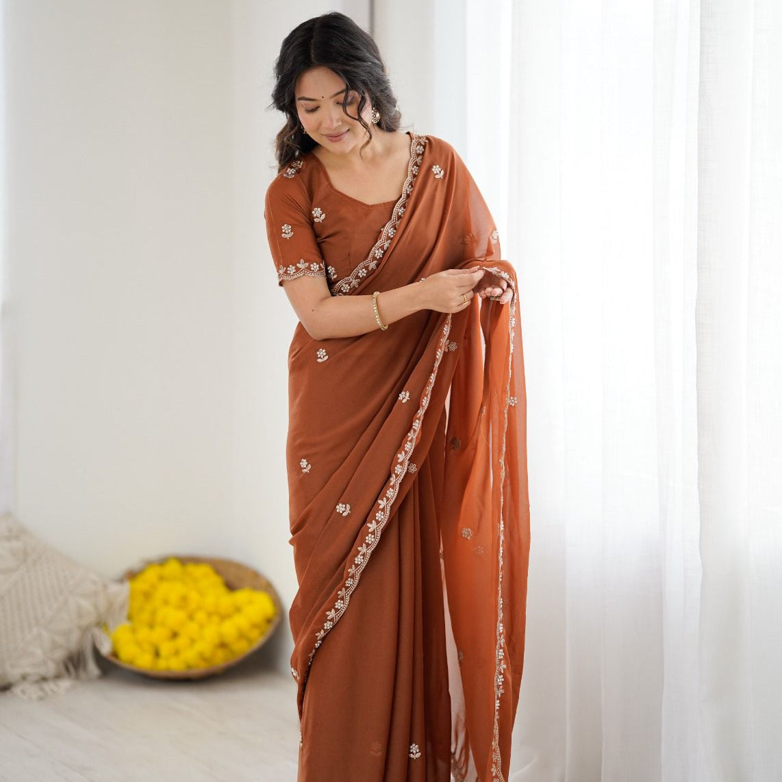 Festive Star Georgette Silk Saree