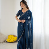 Festive Star Georgette Silk Saree