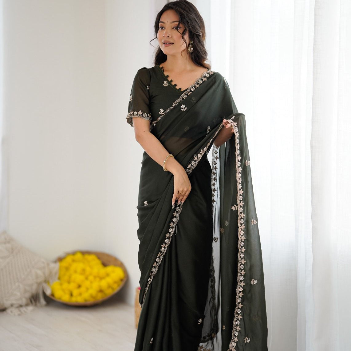Festive Star Georgette Silk Saree