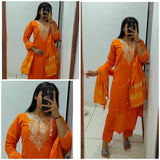 Designer Straight Roman Silk Suit