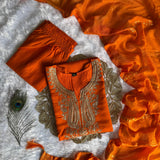 Designer Straight Roman Silk Suit