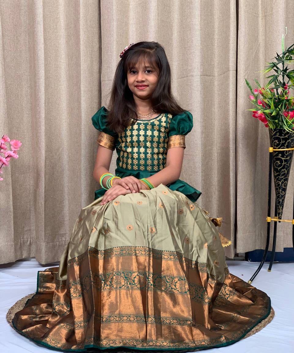 Festive Zari Weaving Kids Lehenga