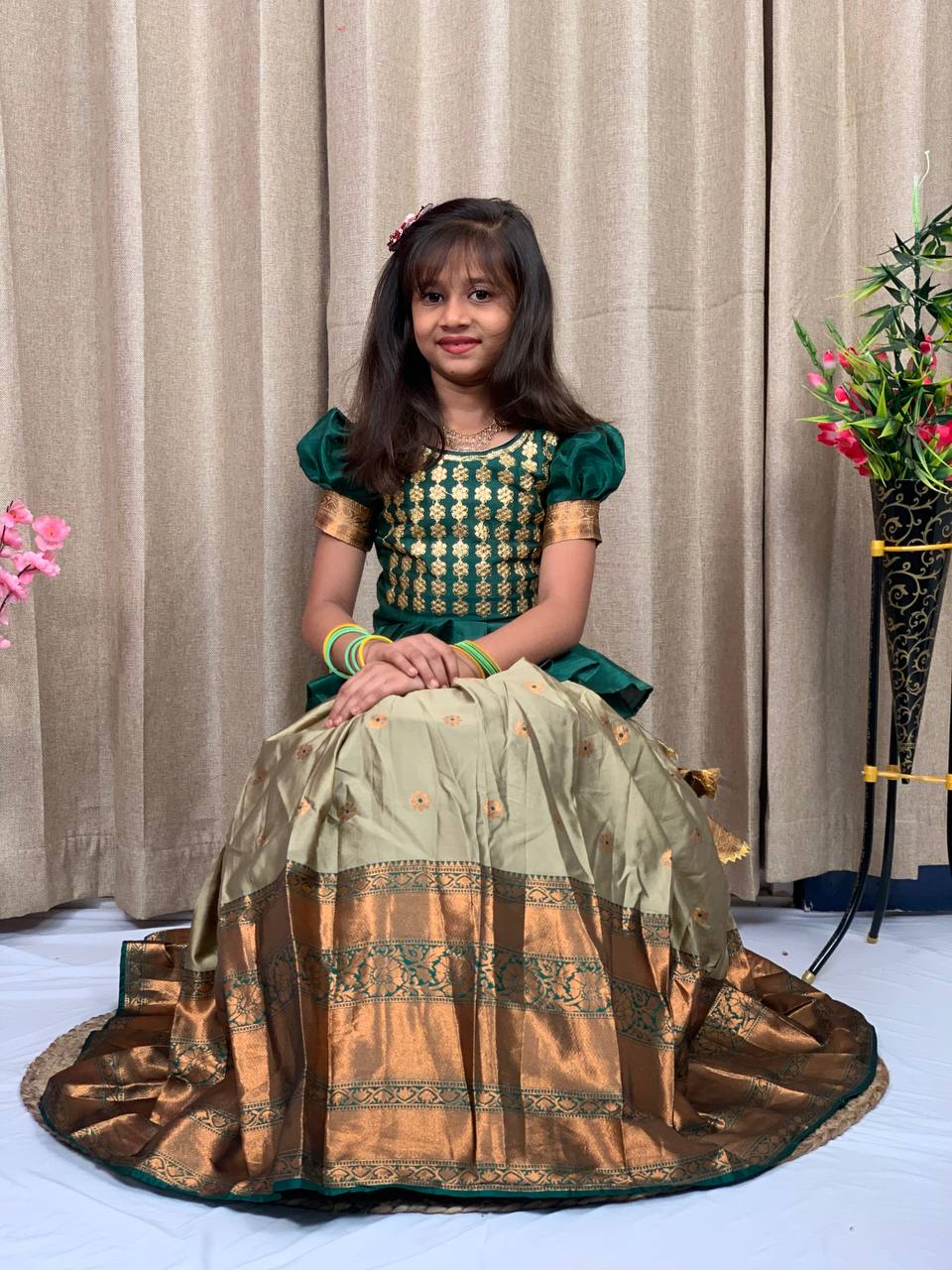 Festive Zari Weaving Kids Lehenga