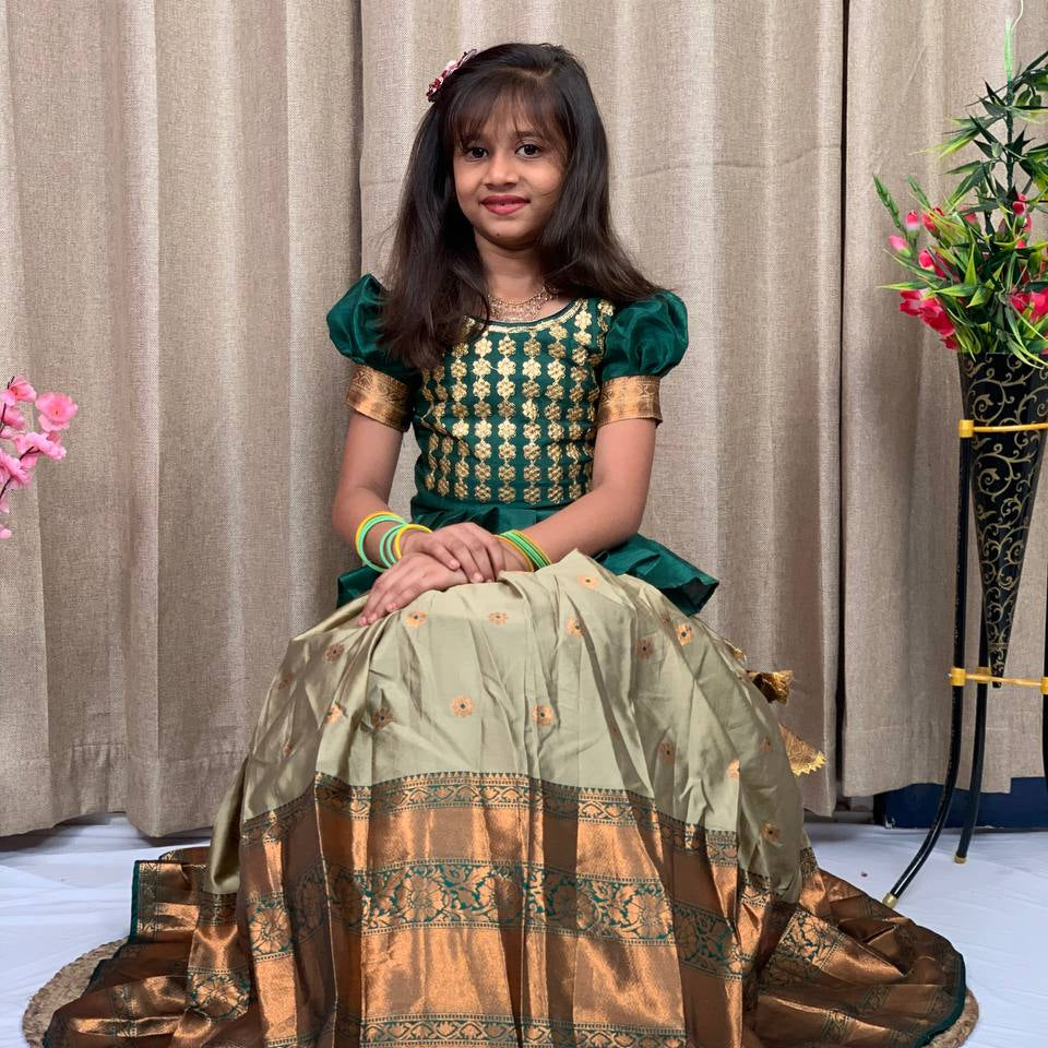 Festive Zari Weaving Kids Lehenga