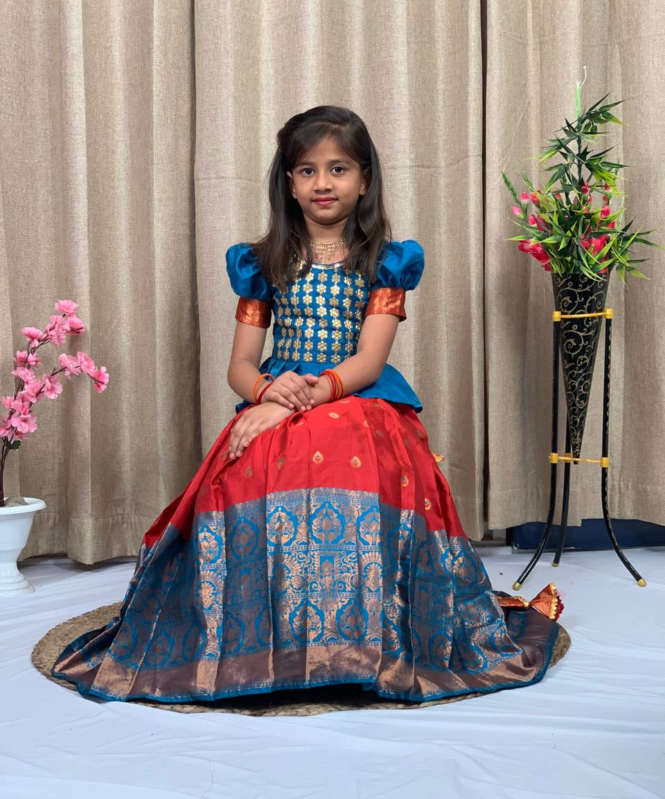 Festive Zari Weaving Kids Lehenga