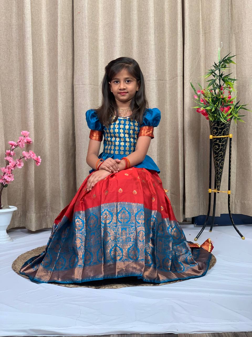 Festive Zari Weaving Kids Lehenga