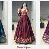 Designer Printed Manipuri Silk Gown