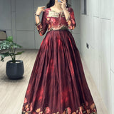 Designer Printed Manipuri Silk Gown