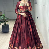 Designer Printed Manipuri Silk Gown