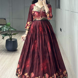 Designer Printed Manipuri Silk Gown